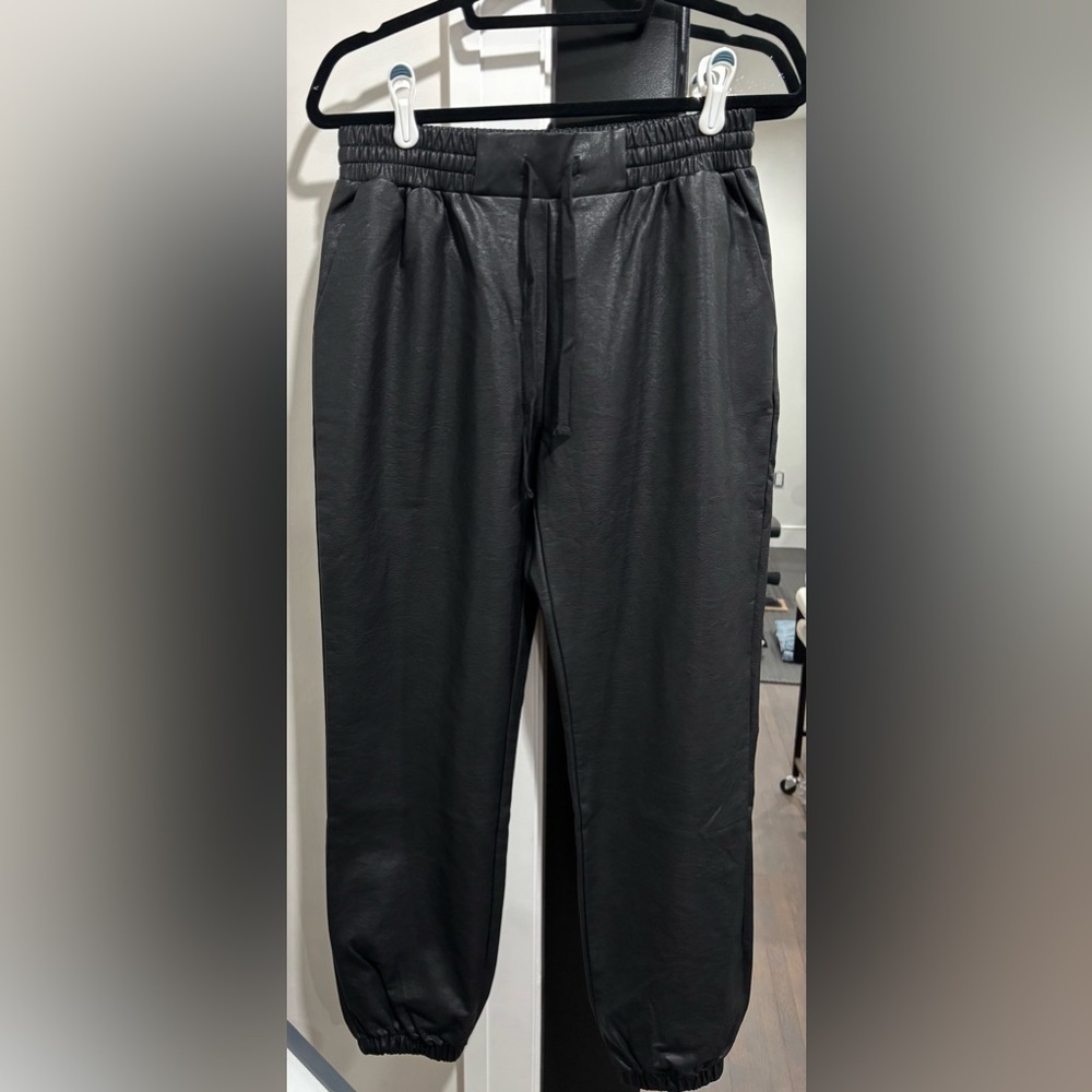 Dance & Marvel Black Faux Leather Jogger Pants – Size M